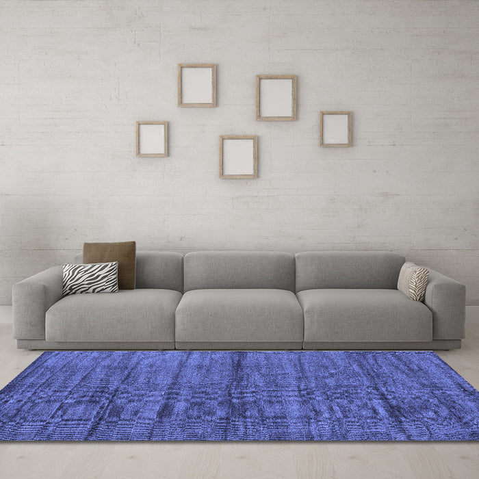 Machine Washable Abstract Blue Contemporary Rug in a Living Room, wshcon1957blu