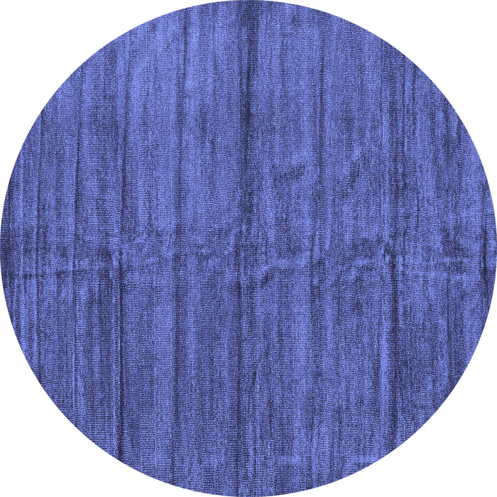 Round Abstract Blue Contemporary Rug, con1957blu