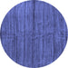 Round Abstract Blue Contemporary Rug, con1957blu