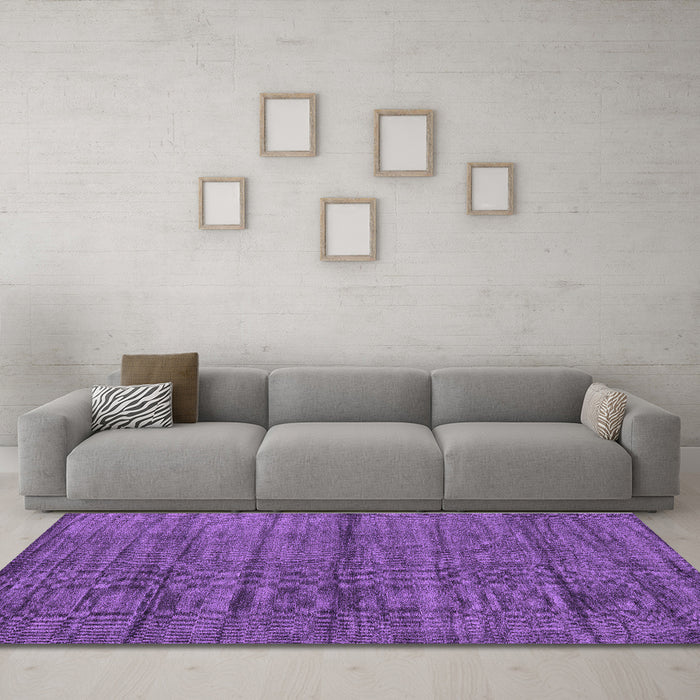 Machine Washable Abstract Purple Contemporary Area Rugs in a Living Room, wshcon1957pur