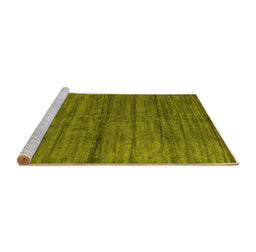 Sideview of Machine Washable Abstract Yellow Contemporary Rug, wshcon1957yw