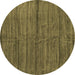 Round Abstract Brown Contemporary Rug, con1957brn