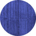 Round Abstract Blue Contemporary Rug, con1958blu