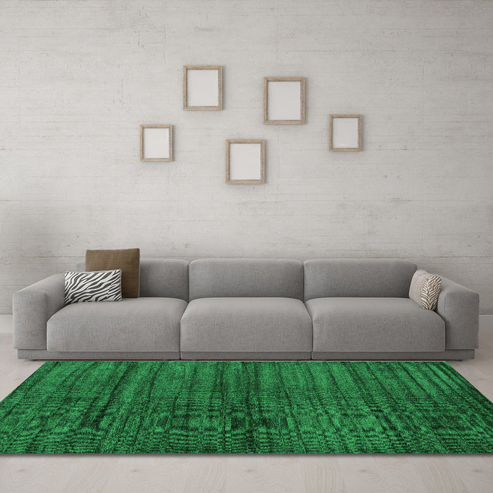 Machine Washable Abstract Green Contemporary Area Rugs in a Living Room,, wshcon1958grn