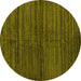 Round Abstract Yellow Contemporary Rug, con1958yw