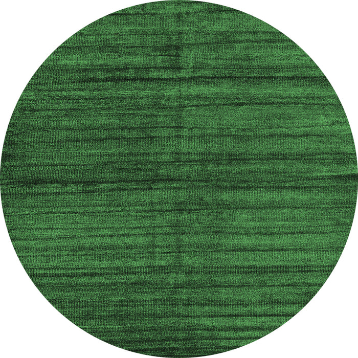 Round Machine Washable Abstract Emerald Green Contemporary Area Rugs, wshcon1958emgrn