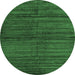 Round Machine Washable Abstract Emerald Green Contemporary Area Rugs, wshcon1958emgrn