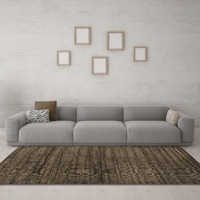Machine Washable Abstract Brown Contemporary Rug in a Living Room,, wshcon1958brn