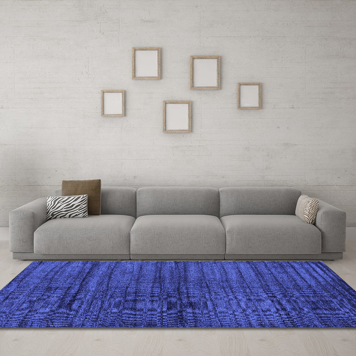 Machine Washable Abstract Blue Contemporary Rug in a Living Room, wshcon1958blu