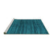 Sideview of Machine Washable Abstract Turquoise Contemporary Area Rugs, wshcon1958turq