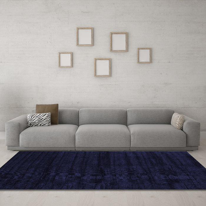 Machine Washable Abstract Blue Contemporary Rug in a Living Room, wshcon1959blu