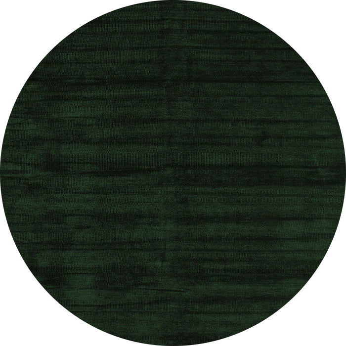 Round Machine Washable Abstract Emerald Green Contemporary Area Rugs, wshcon1959emgrn