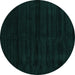 Round Abstract Turquoise Contemporary Rug, con1959turq