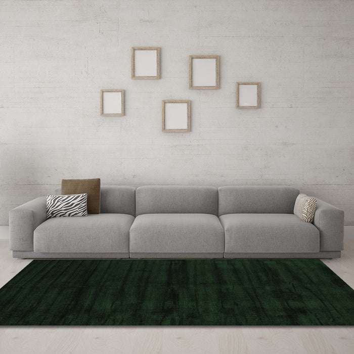 Machine Washable Abstract Emerald Green Contemporary Area Rugs in a Living Room,, wshcon1959emgrn
