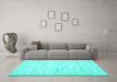 Machine Washable Solid Turquoise Modern Area Rugs in a Living Room,, wshcon1960turq
