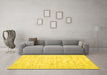 Machine Washable Solid Yellow Modern Rug in a Living Room, wshcon1960yw