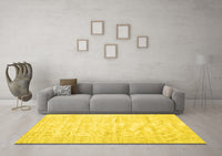 Machine Washable Solid Yellow Modern Rug, wshcon1960yw