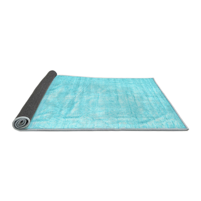Sideview of Solid Light Blue Modern Rug, con1960lblu