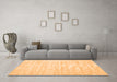 Machine Washable Solid Orange Modern Area Rugs in a Living Room, wshcon1960org