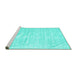 Sideview of Machine Washable Solid Turquoise Modern Area Rugs, wshcon1960turq