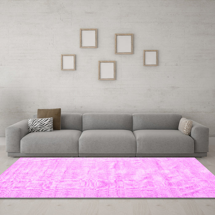 Machine Washable Solid Pink Modern Rug in a Living Room, wshcon1960pnk