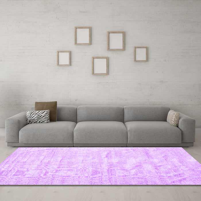 Machine Washable Solid Purple Modern Area Rugs in a Living Room, wshcon1960pur