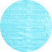 Round Solid Light Blue Modern Rug, con1960lblu