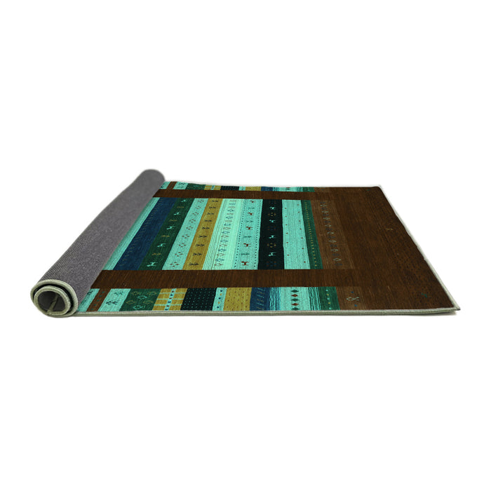 Sideview of Abstract Turquoise Contemporary Rug, con1961turq