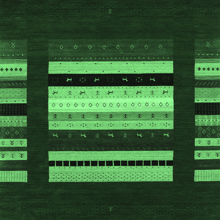 Square Machine Washable Abstract Emerald Green Contemporary Area Rugs, wshcon1961emgrn