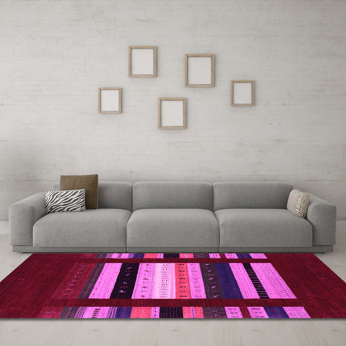 Machine Washable Abstract Pink Contemporary Rug in a Living Room, wshcon1961pnk