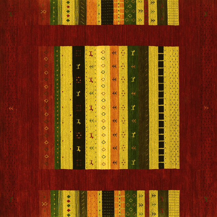 Square Abstract Yellow Contemporary Rug, con1961yw