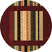 Round Machine Washable Abstract Brown Contemporary Rug, wshcon1961brn