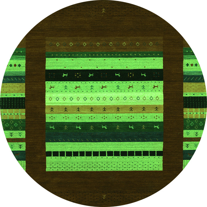 Square Abstract Green Contemporary Rug, con1961grn