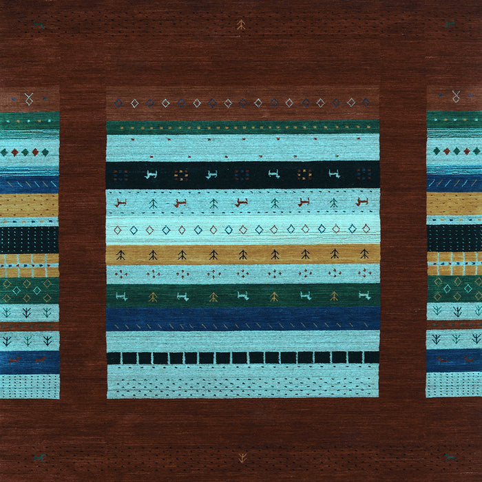 Square Abstract Light Blue Contemporary Rug, con1961lblu