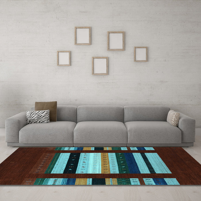 Machine Washable Abstract Light Blue Contemporary Rug in a Living Room, wshcon1961lblu