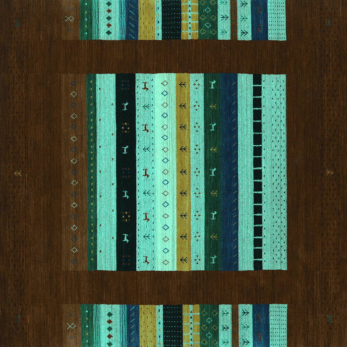 Square Abstract Turquoise Contemporary Rug, con1961turq