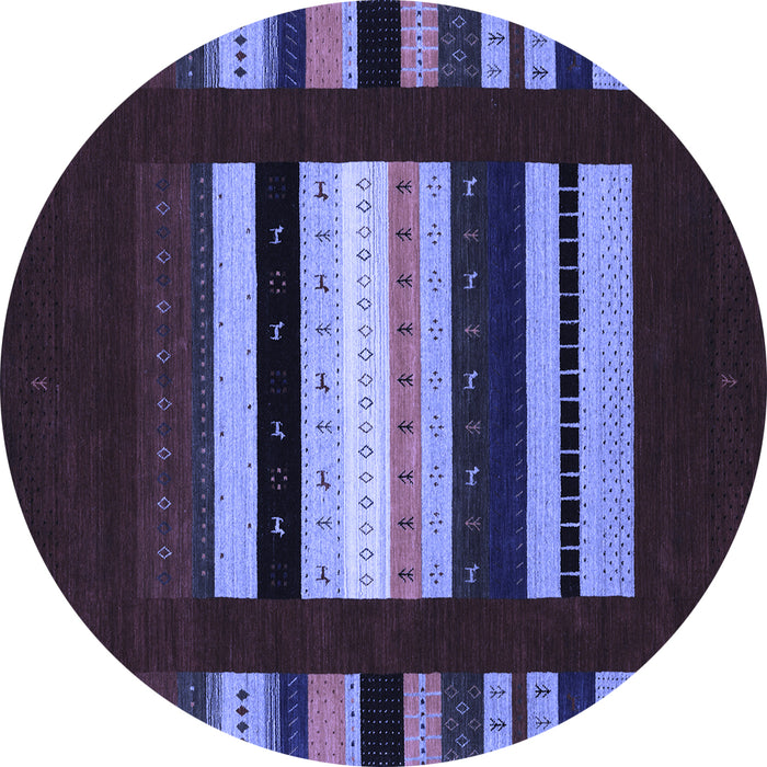 Round Machine Washable Abstract Blue Contemporary Rug, wshcon1961blu