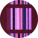 Round Machine Washable Abstract Purple Contemporary Area Rugs, wshcon1961pur