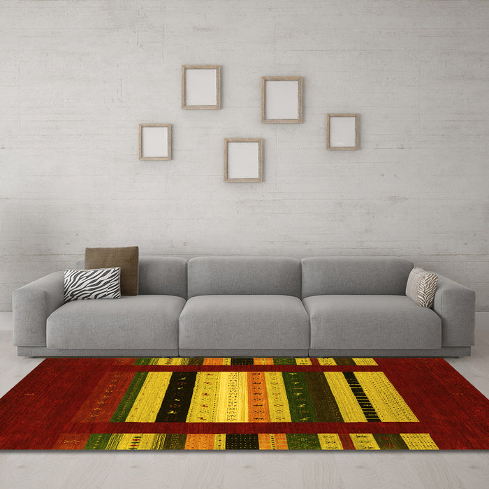 Machine Washable Abstract Yellow Contemporary Rug in a Living Room, wshcon1961yw