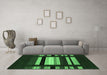 Machine Washable Abstract Emerald Green Contemporary Area Rugs in a Living Room,, wshcon1961emgrn