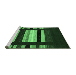 Sideview of Machine Washable Abstract Emerald Green Contemporary Area Rugs, wshcon1961emgrn