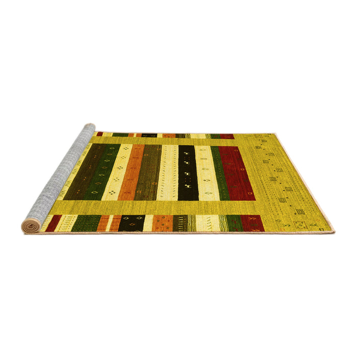 Sideview of Machine Washable Abstract Yellow Contemporary Rug, wshcon1962yw