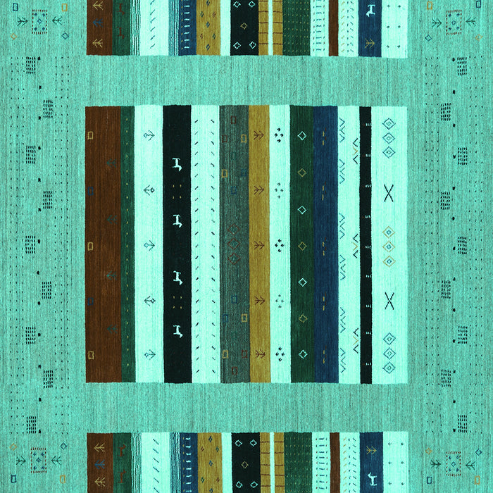 Square Machine Washable Abstract Turquoise Contemporary Area Rugs, wshcon1962turq