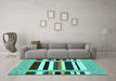 Machine Washable Abstract Turquoise Contemporary Area Rugs in a Living Room,, wshcon1962turq