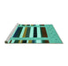 Sideview of Machine Washable Abstract Turquoise Contemporary Area Rugs, wshcon1962turq