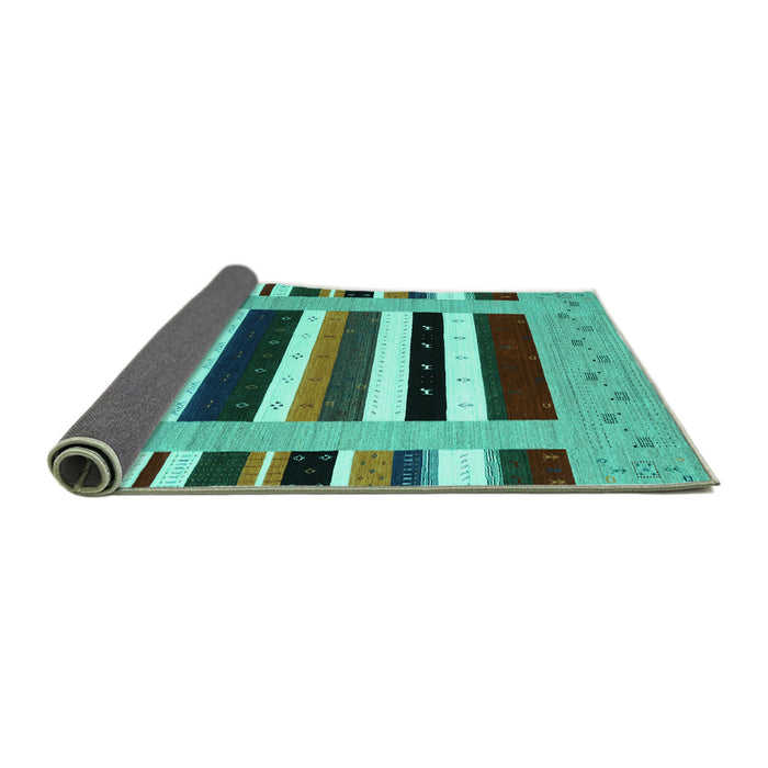 Sideview of Abstract Turquoise Contemporary Rug, con1962turq