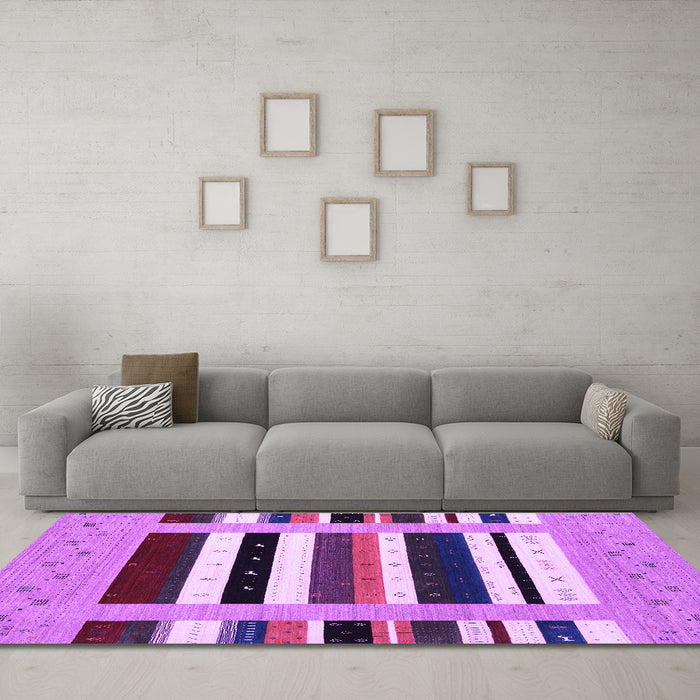 Machine Washable Abstract Purple Contemporary Area Rugs in a Living Room, wshcon1962pur
