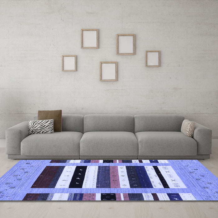 Machine Washable Abstract Blue Contemporary Rug in a Living Room, wshcon1962blu