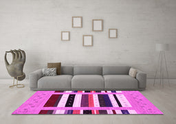 Machine Washable Abstract Pink Contemporary Rug in a Living Room, wshcon1962pnk