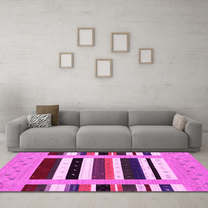 Machine Washable Abstract Pink Contemporary Rug in a Living Room, wshcon1962pnk
